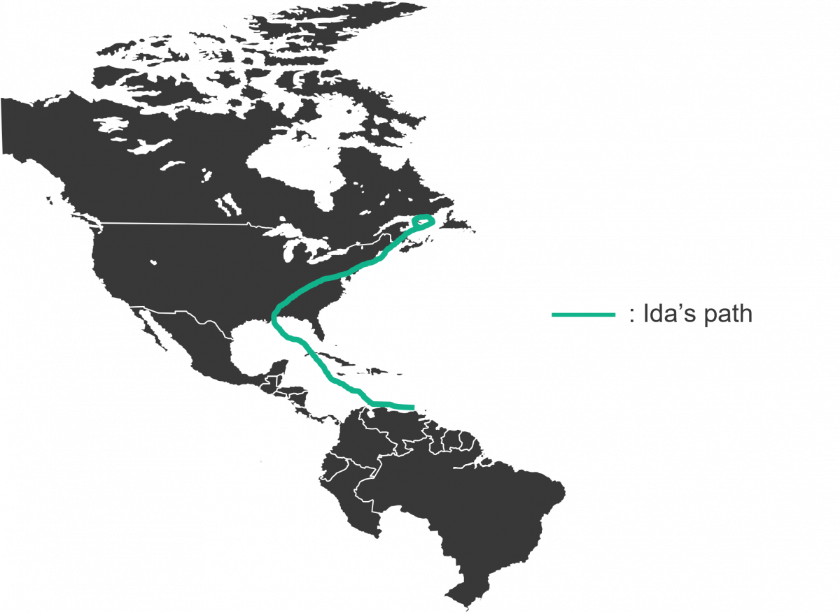 The path of category 4 Hurricane IDA