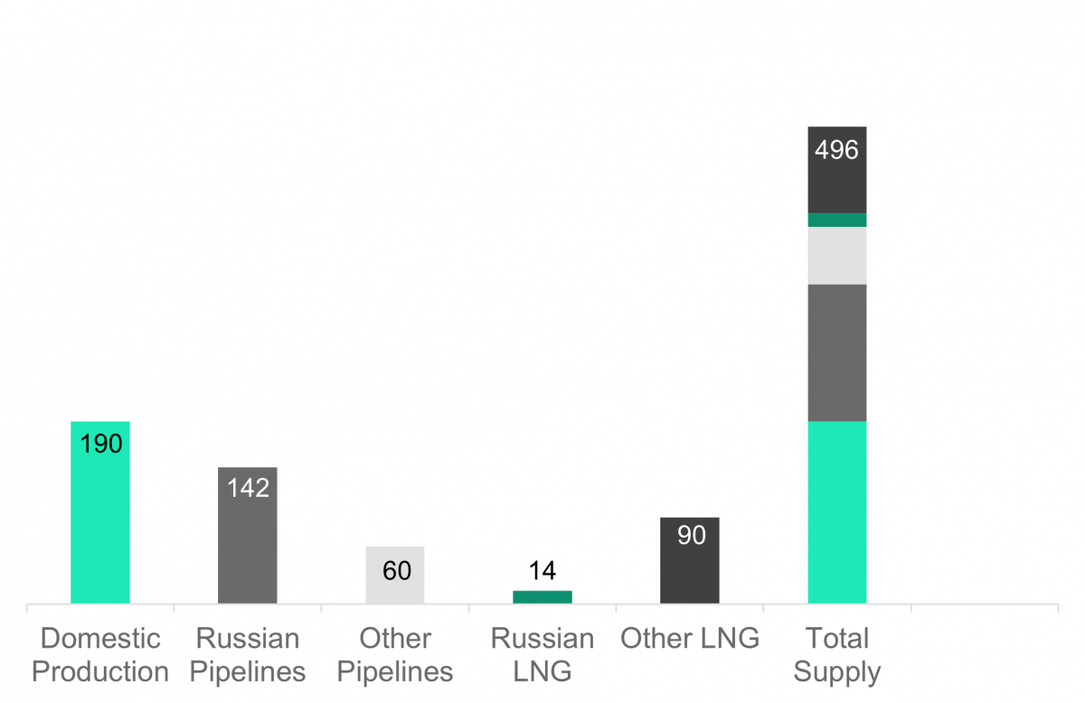 Europe Gas Supply and Demand in 2021 [bcm]